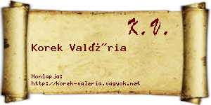 Korek Valéria névjegykártya